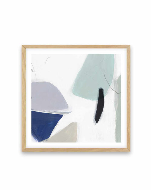 Blue Formes No 2 Square Art Print-PRINT-Order sage mint green framed abstract painting wall art prints online with Olive et Oriel Australia