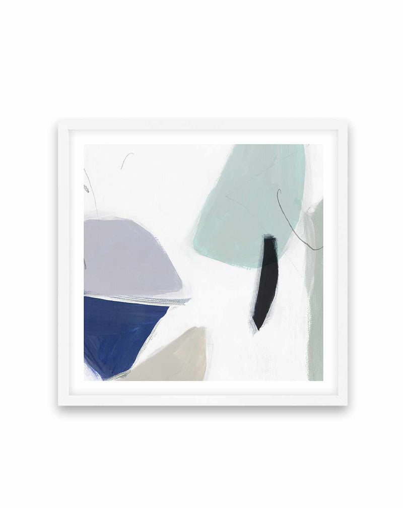 Blue Formes No 2 Square Art Print-PRINT-Order sage mint green framed abstract painting wall art prints online with Olive et Oriel Australia