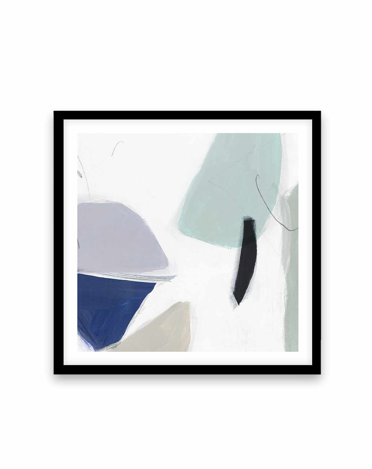 Blue Formes No 2 Square Art Print-PRINT-Order sage mint green framed abstract painting wall art prints online with Olive et Oriel Australia