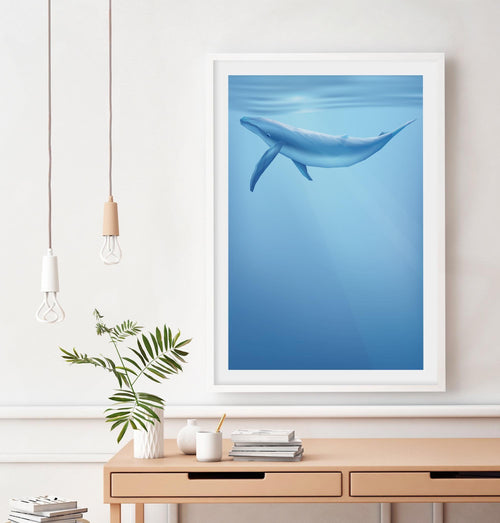 Blue Whale | Graphic Whales Collection Art Print-PRINT-Olive et Oriel-Olive et Oriel-Buy-Australian-Art-Prints-Online-with-Olive-et-Oriel-Your-Artwork-Specialists-Austrailia-Decorate-With-Coastal-Photo-Wall-Art-Prints-From-Our-Beach-House-Artwork-Collection-Fine-Poster-and-Framed-Artwork