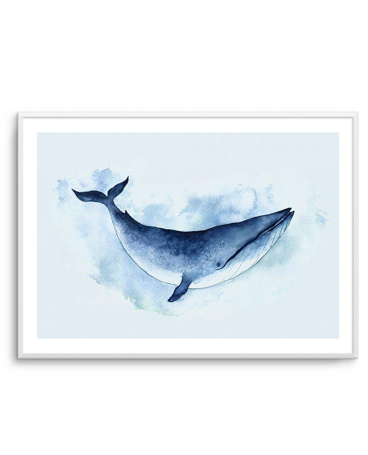 Blue Whale | LS Art Print-PRINT-Olive et Oriel-Olive et Oriel-A5 | 5.8" x 8.3" | 14.8 x 21cm-Unframed Art Print-With White Border-Buy-Australian-Art-Prints-Online-with-Olive-et-Oriel-Your-Artwork-Specialists-Austrailia-Decorate-With-Coastal-Photo-Wall-Art-Prints-From-Our-Beach-House-Artwork-Collection-Fine-Poster-and-Framed-Artwork