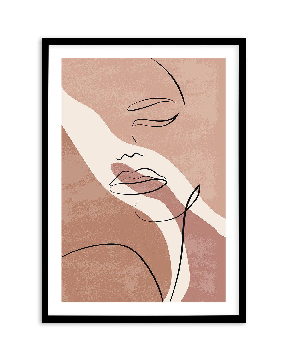 Blush Line Faces I Art Print-PRINT-Olive et Oriel-Olive et Oriel-A5 | 5.8" x 8.3" | 14.8 x 21cm-Black-With White Border-Buy-Australian-Art-Prints-Online-with-Olive-et-Oriel-Your-Artwork-Specialists-Austrailia-Decorate-With-Coastal-Photo-Wall-Art-Prints-From-Our-Beach-House-Artwork-Collection-Fine-Poster-and-Framed-Artwork