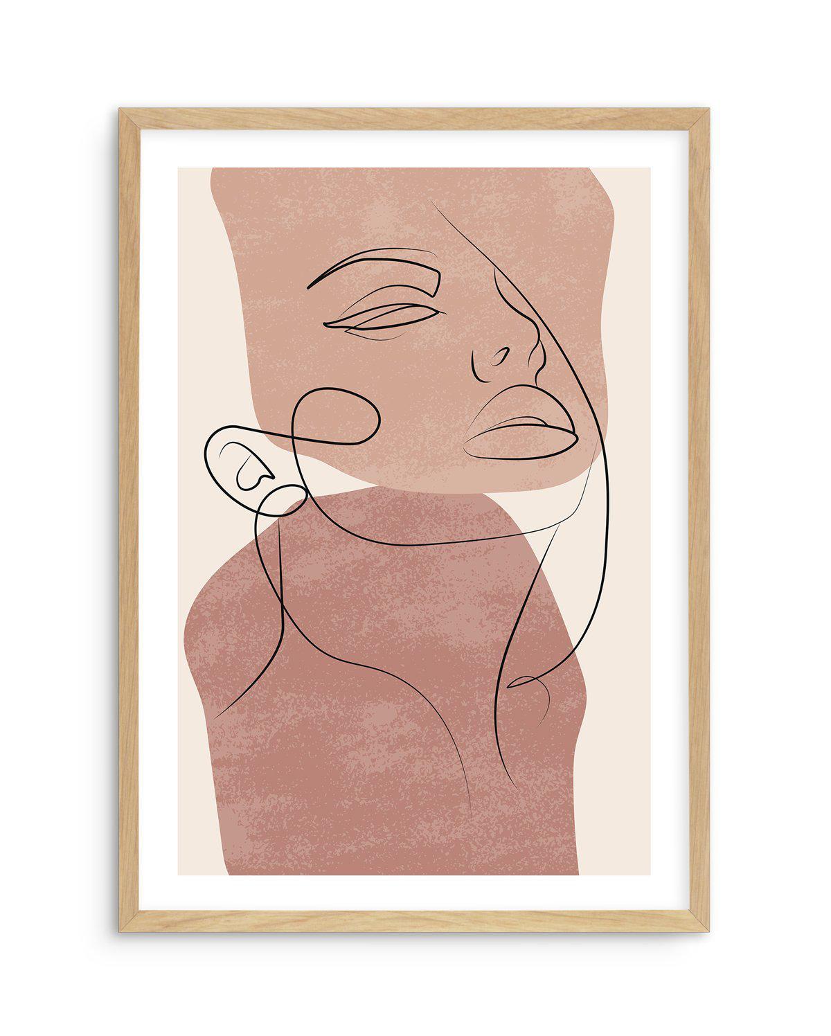 Blush Line Faces II Art Print-PRINT-Olive et Oriel-Olive et Oriel-A5 | 5.8" x 8.3" | 14.8 x 21cm-Oak-With White Border-Buy-Australian-Art-Prints-Online-with-Olive-et-Oriel-Your-Artwork-Specialists-Austrailia-Decorate-With-Coastal-Photo-Wall-Art-Prints-From-Our-Beach-House-Artwork-Collection-Fine-Poster-and-Framed-Artwork