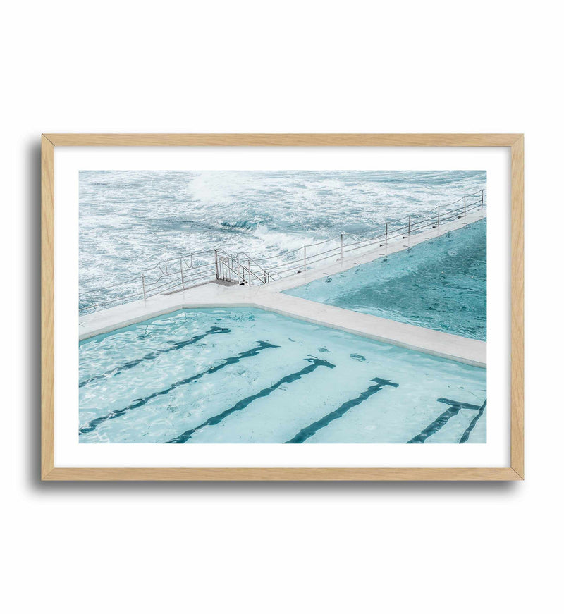 Bondi In Blue | LS Art Print-PRINT-Olive et Oriel-Olive et Oriel-A4 | 8.3" x 11.7" | 21 x 29.7cm-Oak-With White Border-Buy-Australian-Art-Prints-Online-with-Olive-et-Oriel-Your-Artwork-Specialists-Austrailia-Decorate-With-Coastal-Photo-Wall-Art-Prints-From-Our-Beach-House-Artwork-Collection-Fine-Poster-and-Framed-Artwork