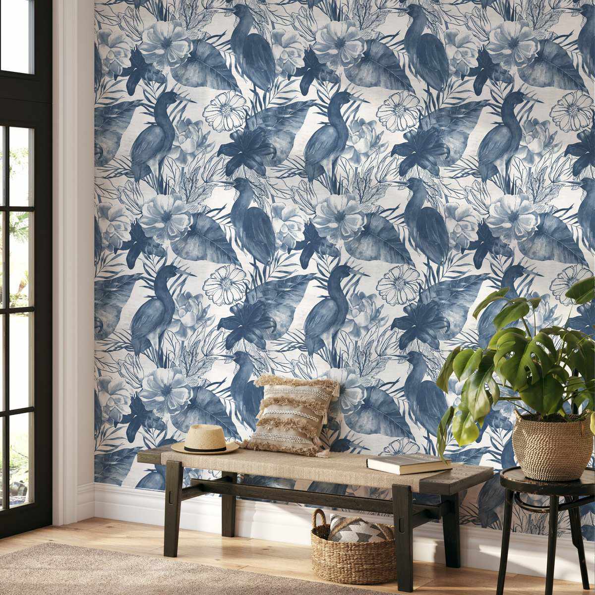 Botanica in Navy Wallpaper - Olive et Oriel