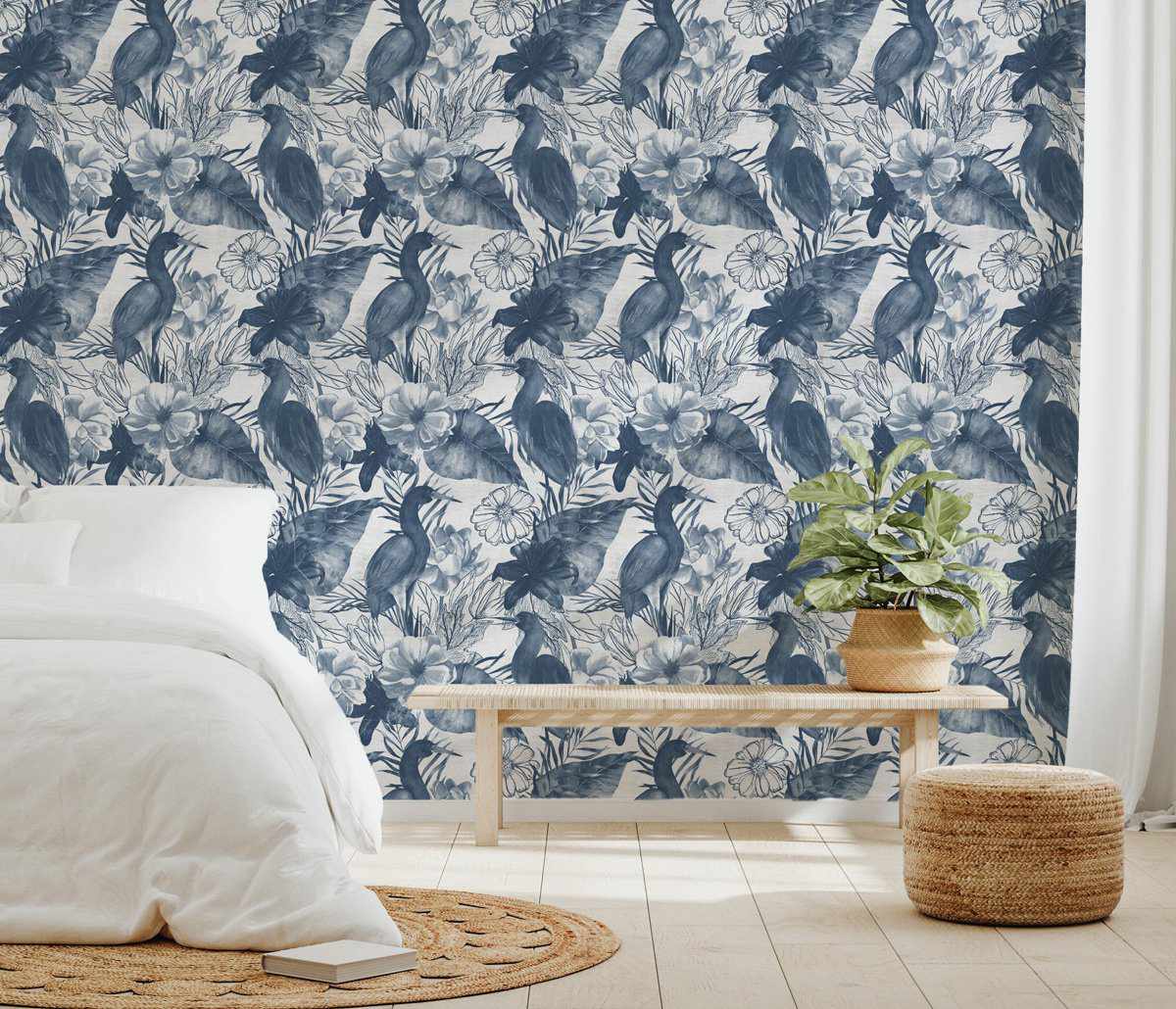 Botanica in Navy Wallpaper - Olive et Oriel