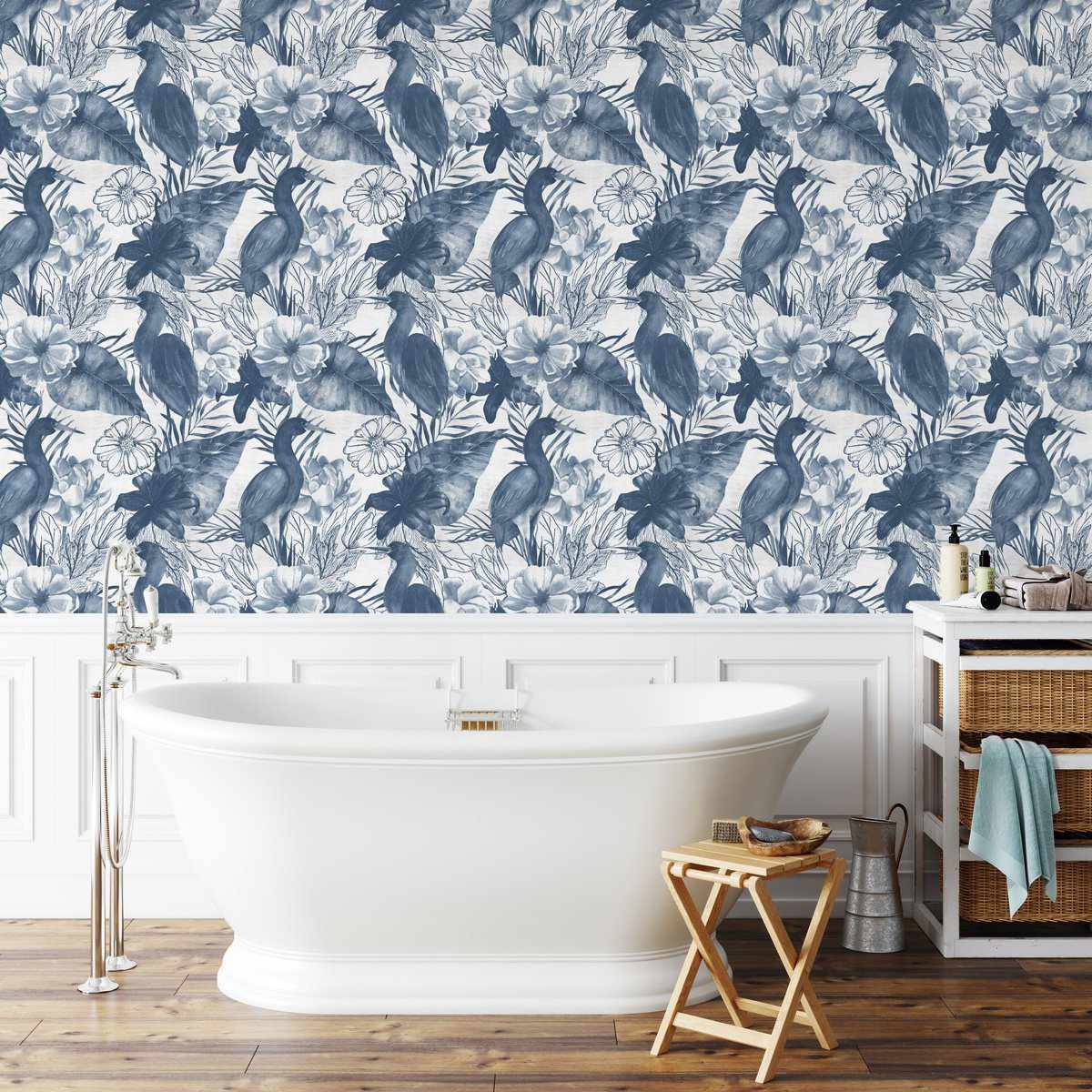 Botanica in Navy Wallpaper - Olive et Oriel