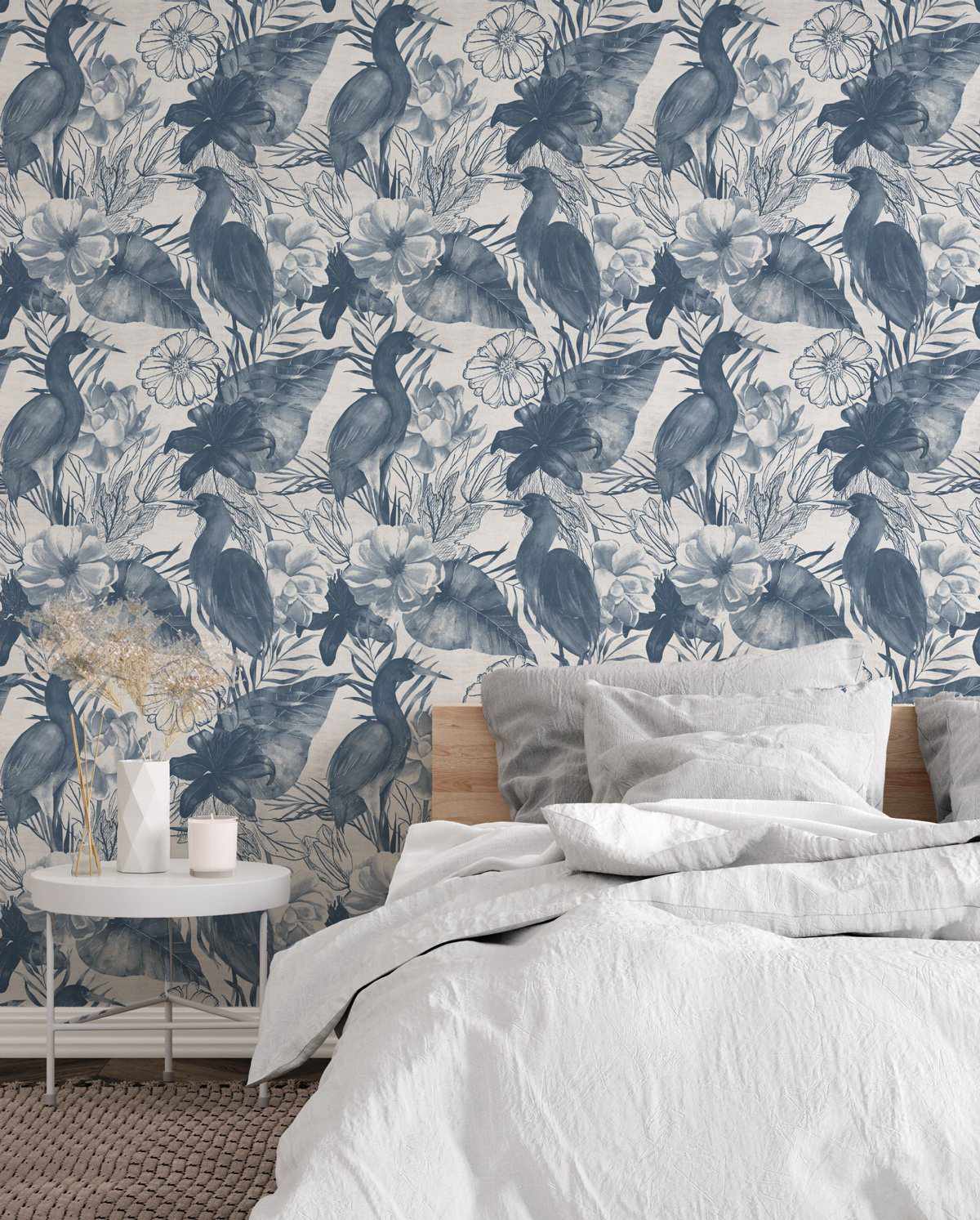 Botanica in Navy Wallpaper - Olive et Oriel