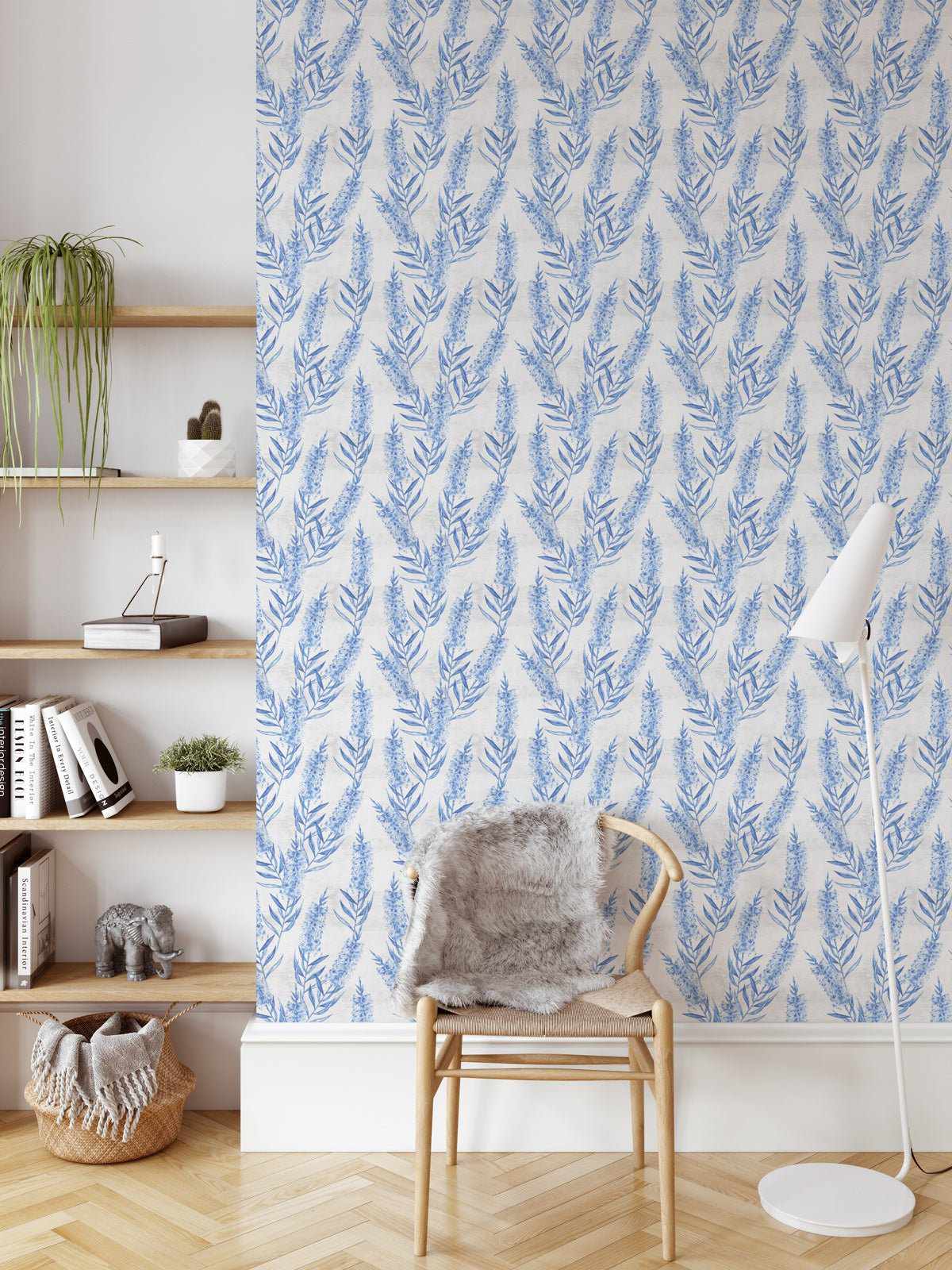 Bottlebrush Flowers in Hamptons Blue Wallpaper - Olive et Oriel