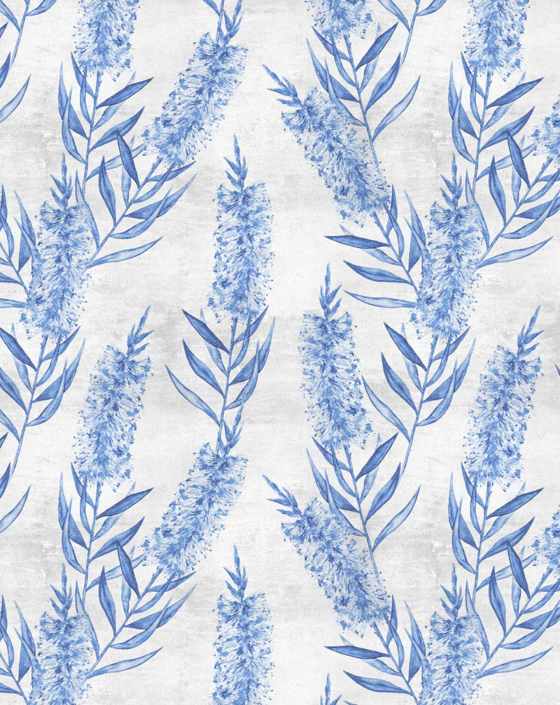 Bottlebrush Flowers in Hamptons Blue Wallpaper - Olive et Oriel