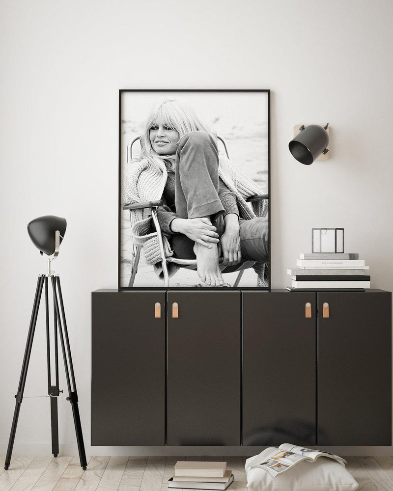 Brigitte Bardot III (B&W) Art Print-PRINT-Olive et Oriel-Olive et Oriel-Buy-Australian-Art-Prints-Online-with-Olive-et-Oriel-Your-Artwork-Specialists-Austrailia-Decorate-With-Coastal-Photo-Wall-Art-Prints-From-Our-Beach-House-Artwork-Collection-Fine-Poster-and-Framed-Artwork