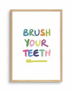 Brush Your Teeth Art Print-PRINT-Olive et Oriel-Olive et Oriel-A5 | 5.8" x 8.3" | 14.8 x 21cm-Oak-With White Border-Buy-Australian-Art-Prints-Online-with-Olive-et-Oriel-Your-Artwork-Specialists-Austrailia-Decorate-With-Coastal-Photo-Wall-Art-Prints-From-Our-Beach-House-Artwork-Collection-Fine-Poster-and-Framed-Artwork