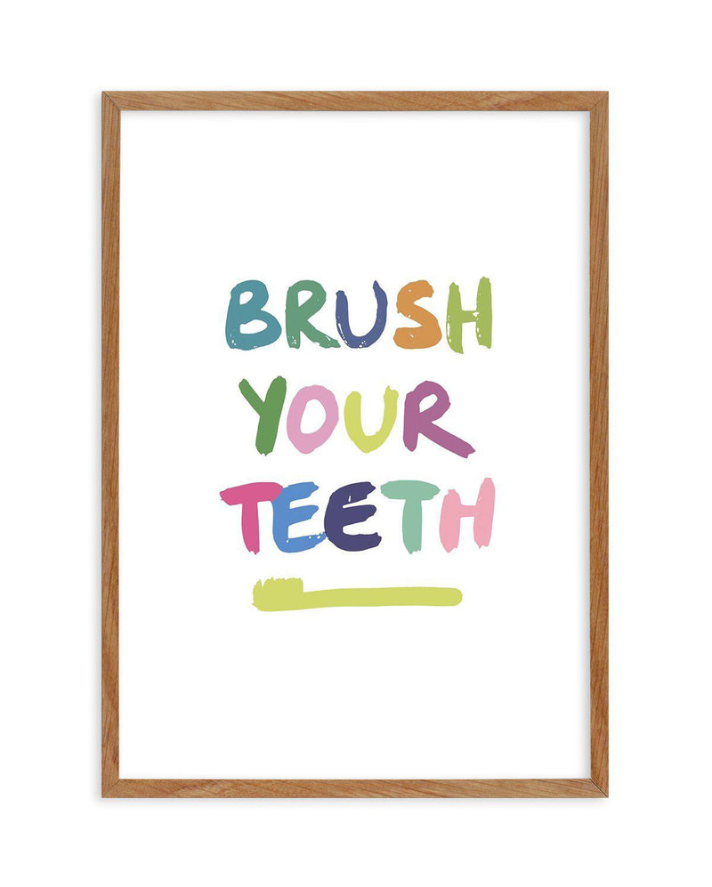 Brush Your Teeth Art Print-PRINT-Olive et Oriel-Olive et Oriel-50x70 cm | 19.6" x 27.5"-Walnut-With White Border-Buy-Australian-Art-Prints-Online-with-Olive-et-Oriel-Your-Artwork-Specialists-Austrailia-Decorate-With-Coastal-Photo-Wall-Art-Prints-From-Our-Beach-House-Artwork-Collection-Fine-Poster-and-Framed-Artwork