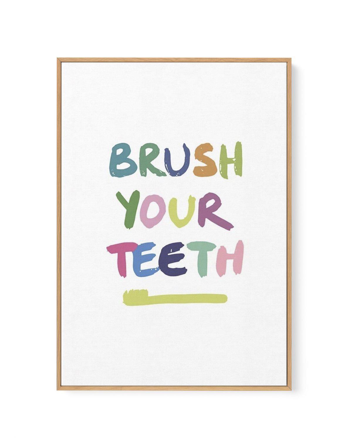 Brush Your Teeth | Framed Canvas-CANVAS-You can shop wall art online with Olive et Oriel for everything from abstract art to fun kids wall art. Our beautiful modern art prints and canvas art are available from large canvas prints to wall art paintings and our proudly Australian artwork collection offers only the highest quality framed large wall art and canvas art Australia - You can buy fashion photography prints or Hampton print posters and paintings on canvas from Olive et Oriel and have them