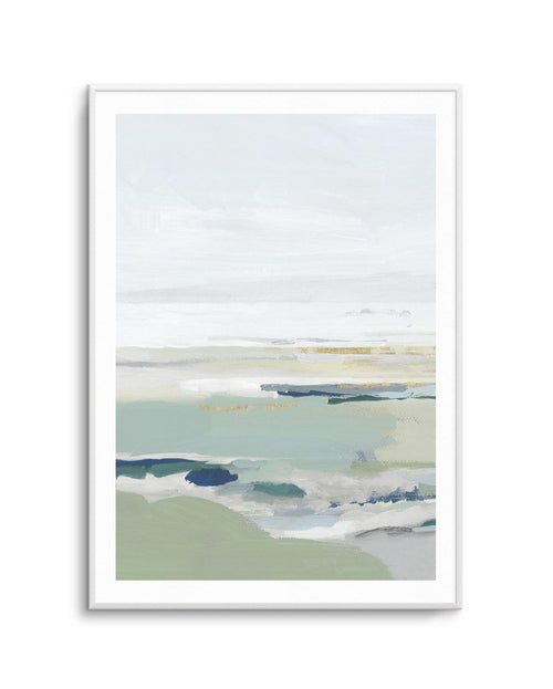 Calm Green Art Print-PRINT-Order sage mint green framed abstract painting wall art prints online with Olive et Oriel Australia