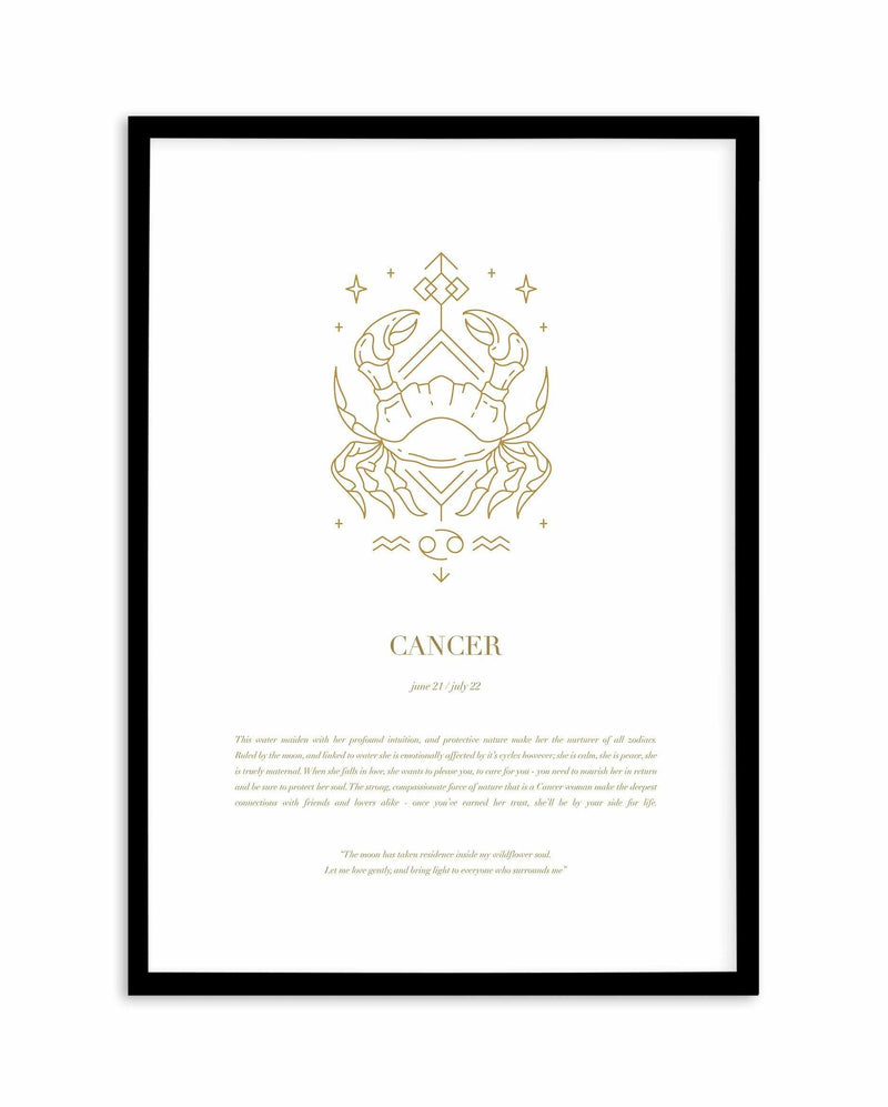 Cancer | Celestial Zodiac Art Print-PRINT-Olive et Oriel-Olive et Oriel-A4 | 8.3" x 11.7" | 21 x 29.7cm-Black-With White Border-Buy-Australian-Art-Prints-Online-with-Olive-et-Oriel-Your-Artwork-Specialists-Austrailia-Decorate-With-Coastal-Photo-Wall-Art-Prints-From-Our-Beach-House-Artwork-Collection-Fine-Poster-and-Framed-Artwork