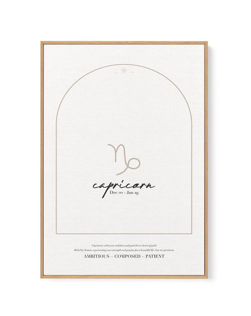 Capricorn Star Sign | Framed Canvas-CANVAS-You can shop wall art online with Olive et Oriel for everything from abstract art to fun kids wall art. Our beautiful modern art prints and canvas art are available from large canvas prints to wall art paintings and our proudly Australian artwork collection offers only the highest quality framed large wall art and canvas art Australia - You can buy fashion photography prints or Hampton print posters and paintings on canvas from Olive et Oriel and have t