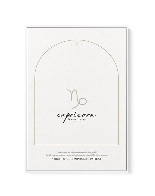 Capricorn Star Sign | Framed Canvas-CANVAS-You can shop wall art online with Olive et Oriel for everything from abstract art to fun kids wall art. Our beautiful modern art prints and canvas art are available from large canvas prints to wall art paintings and our proudly Australian artwork collection offers only the highest quality framed large wall art and canvas art Australia - You can buy fashion photography prints or Hampton print posters and paintings on canvas from Olive et Oriel and have t