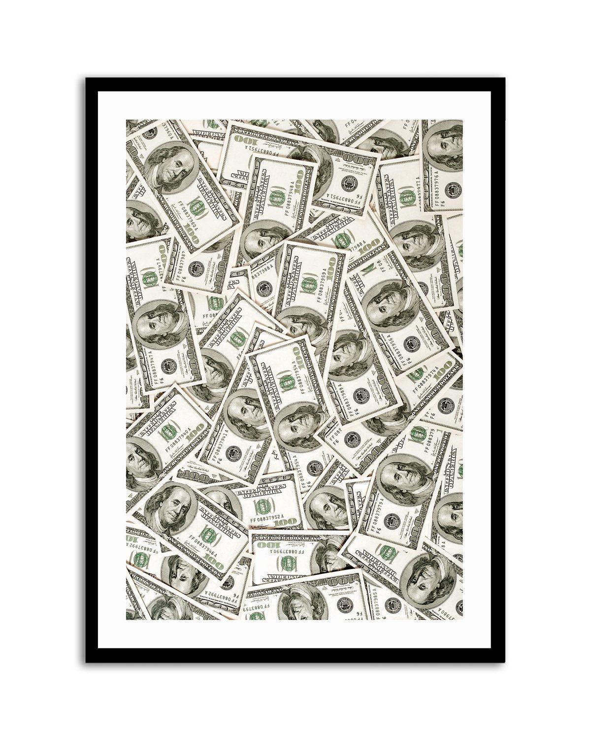 Cash Money Dollar Bills Art Print-PRINT-Olive et Oriel-Olive et Oriel-A5 | 5.8" x 8.3" | 14.8 x 21cm-Black-With White Border-Buy-Australian-Art-Prints-Online-with-Olive-et-Oriel-Your-Artwork-Specialists-Austrailia-Decorate-With-Coastal-Photo-Wall-Art-Prints-From-Our-Beach-House-Artwork-Collection-Fine-Poster-and-Framed-Artwork