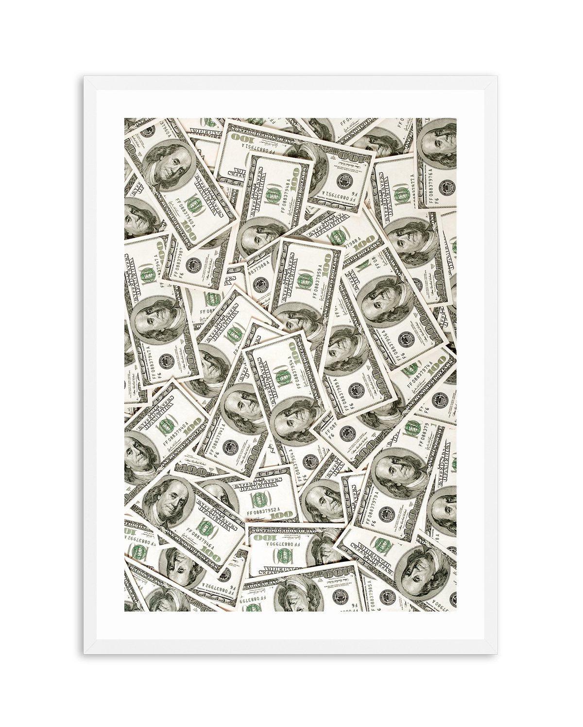 Cash Money Dollar Bills Art Print-PRINT-Olive et Oriel-Olive et Oriel-A5 | 5.8" x 8.3" | 14.8 x 21cm-White-With White Border-Buy-Australian-Art-Prints-Online-with-Olive-et-Oriel-Your-Artwork-Specialists-Austrailia-Decorate-With-Coastal-Photo-Wall-Art-Prints-From-Our-Beach-House-Artwork-Collection-Fine-Poster-and-Framed-Artwork