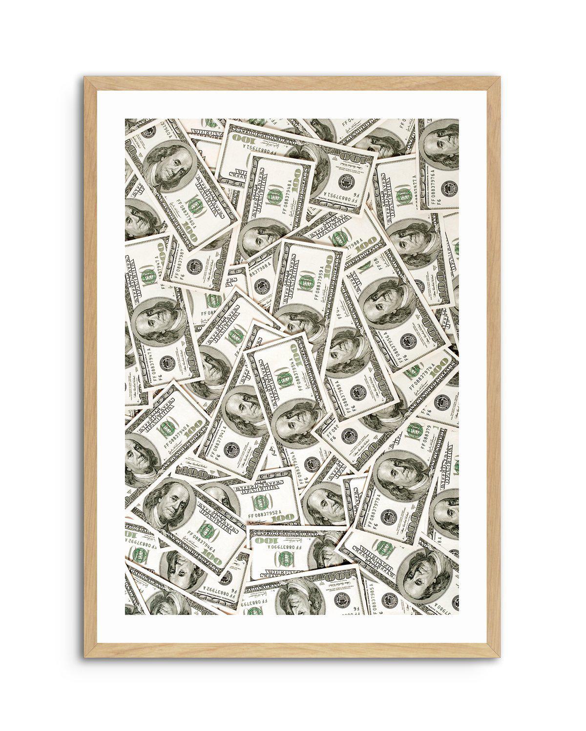 Cash Money Dollar Bills Art Print-PRINT-Olive et Oriel-Olive et Oriel-A5 | 5.8" x 8.3" | 14.8 x 21cm-Oak-With White Border-Buy-Australian-Art-Prints-Online-with-Olive-et-Oriel-Your-Artwork-Specialists-Austrailia-Decorate-With-Coastal-Photo-Wall-Art-Prints-From-Our-Beach-House-Artwork-Collection-Fine-Poster-and-Framed-Artwork