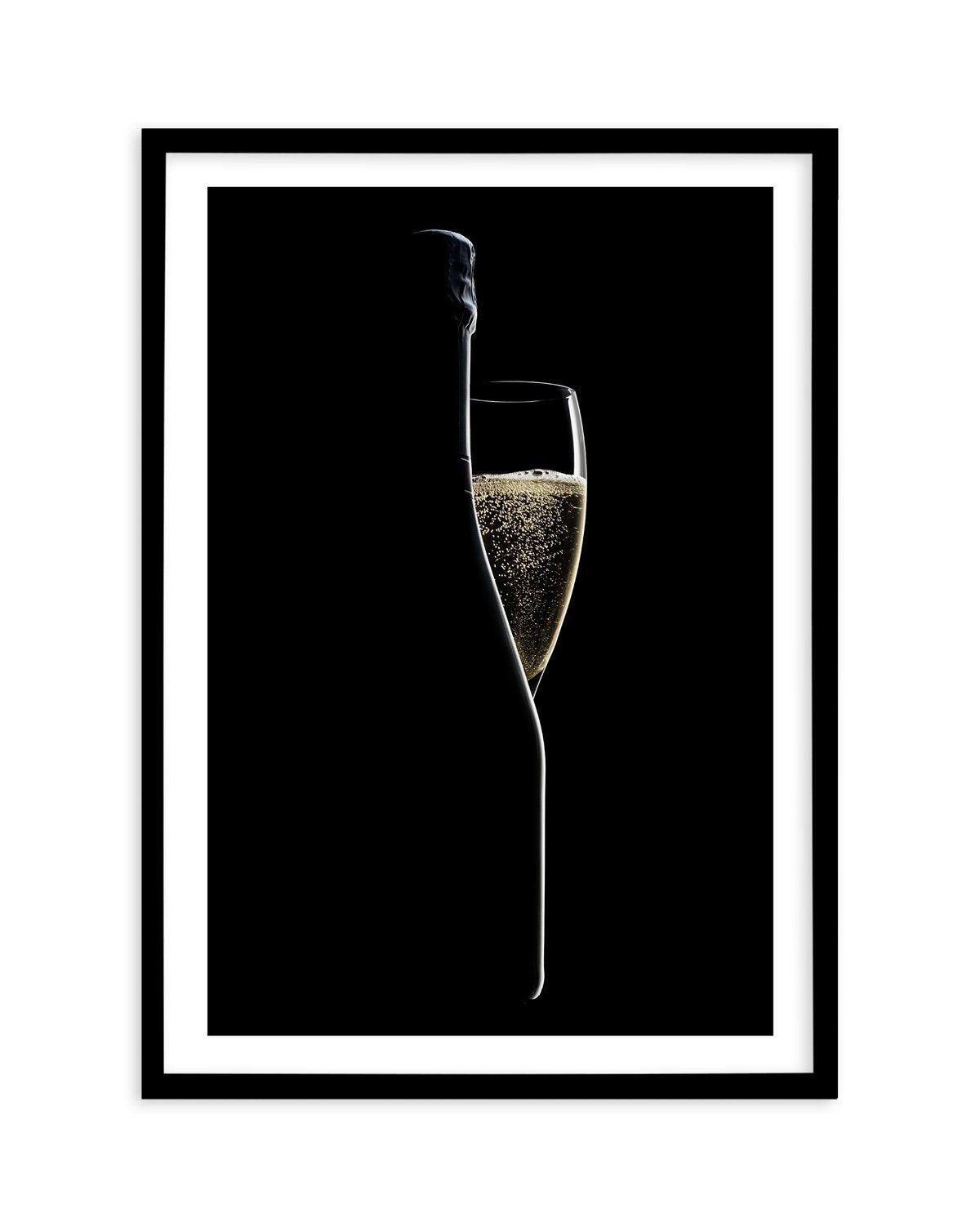 Champagne Silhouette Art Print-PRINT-Olive et Oriel-Olive et Oriel-A5 | 5.8" x 8.3" | 14.8 x 21cm-Black-With White Border-Buy-Australian-Art-Prints-Online-with-Olive-et-Oriel-Your-Artwork-Specialists-Austrailia-Decorate-With-Coastal-Photo-Wall-Art-Prints-From-Our-Beach-House-Artwork-Collection-Fine-Poster-and-Framed-Artwork