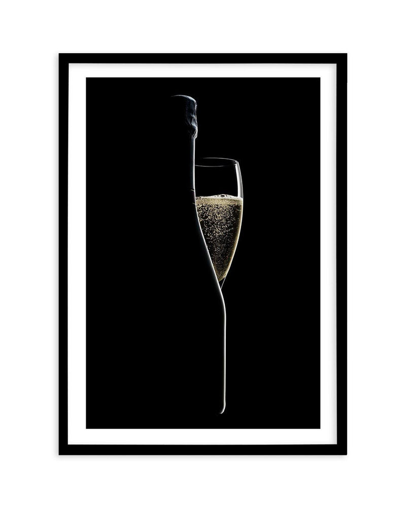 Champagne Silhouette Art Print-PRINT-Olive et Oriel-Olive et Oriel-A5 | 5.8" x 8.3" | 14.8 x 21cm-Black-With White Border-Buy-Australian-Art-Prints-Online-with-Olive-et-Oriel-Your-Artwork-Specialists-Austrailia-Decorate-With-Coastal-Photo-Wall-Art-Prints-From-Our-Beach-House-Artwork-Collection-Fine-Poster-and-Framed-Artwork