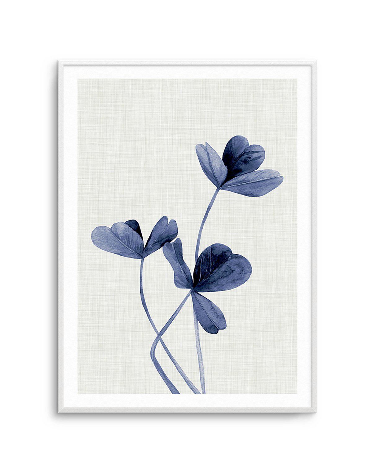 Shop Navy Clover Leaf Hamptons Style Art in Oak, White or Black Frame ...