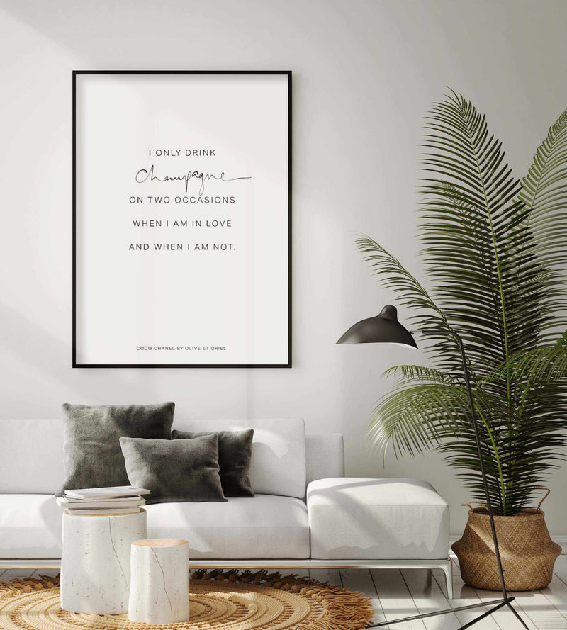 Coco Champagne Quote Art Print-PRINT-Olive et Oriel-Olive et Oriel-Buy-Australian-Art-Prints-Online-with-Olive-et-Oriel-Your-Artwork-Specialists-Austrailia-Decorate-With-Coastal-Photo-Wall-Art-Prints-From-Our-Beach-House-Artwork-Collection-Fine-Poster-and-Framed-Artwork