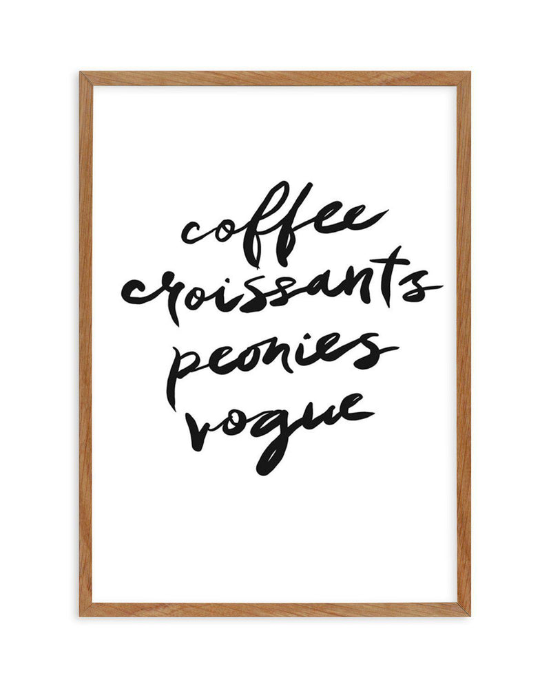 Coffee Croissants Peonies Vogue Art Print-PRINT-Olive et Oriel-Olive et Oriel-50x70 cm | 19.6" x 27.5"-Walnut-With White Border-Buy-Australian-Art-Prints-Online-with-Olive-et-Oriel-Your-Artwork-Specialists-Austrailia-Decorate-With-Coastal-Photo-Wall-Art-Prints-From-Our-Beach-House-Artwork-Collection-Fine-Poster-and-Framed-Artwork