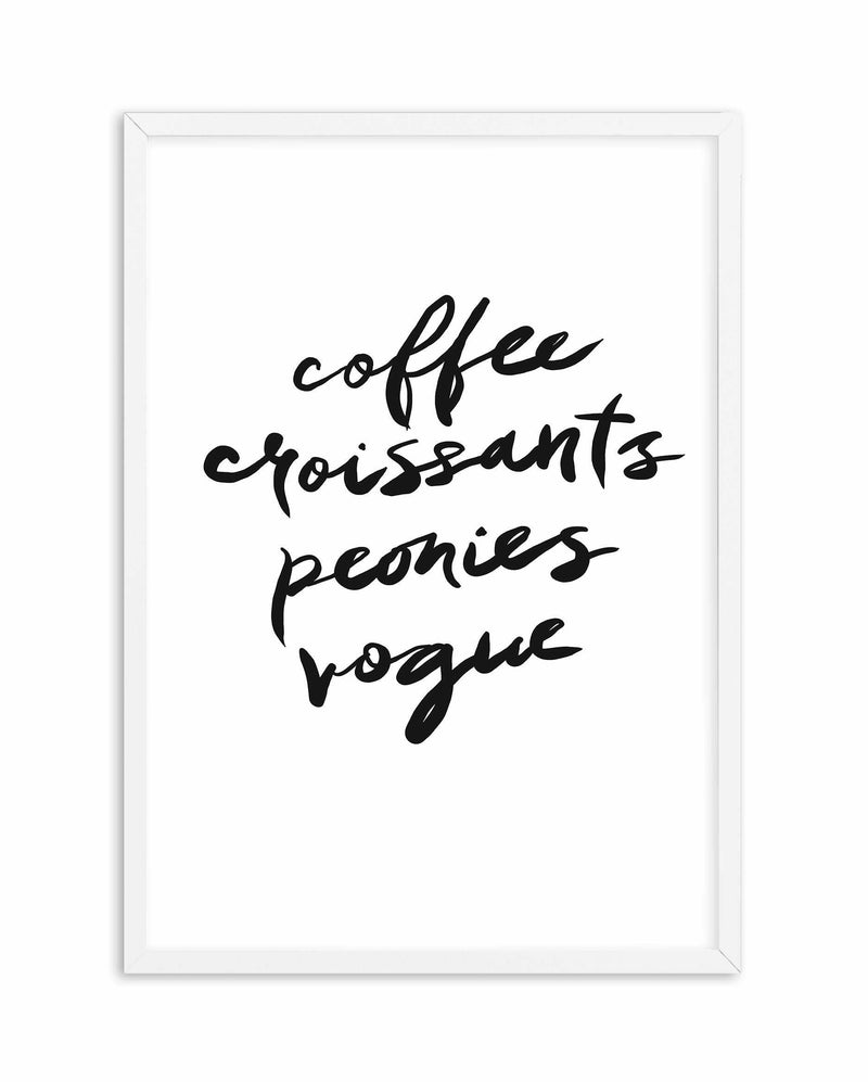 Coffee Croissants Peonies Vogue Art Print-PRINT-Olive et Oriel-Olive et Oriel-A5 | 5.8" x 8.3" | 14.8 x 21cm-White-With White Border-Buy-Australian-Art-Prints-Online-with-Olive-et-Oriel-Your-Artwork-Specialists-Austrailia-Decorate-With-Coastal-Photo-Wall-Art-Prints-From-Our-Beach-House-Artwork-Collection-Fine-Poster-and-Framed-Artwork