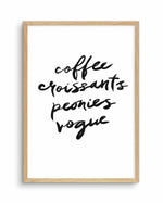 Coffee Croissants Peonies Vogue Art Print-PRINT-Olive et Oriel-Olive et Oriel-A5 | 5.8" x 8.3" | 14.8 x 21cm-Oak-With White Border-Buy-Australian-Art-Prints-Online-with-Olive-et-Oriel-Your-Artwork-Specialists-Austrailia-Decorate-With-Coastal-Photo-Wall-Art-Prints-From-Our-Beach-House-Artwork-Collection-Fine-Poster-and-Framed-Artwork