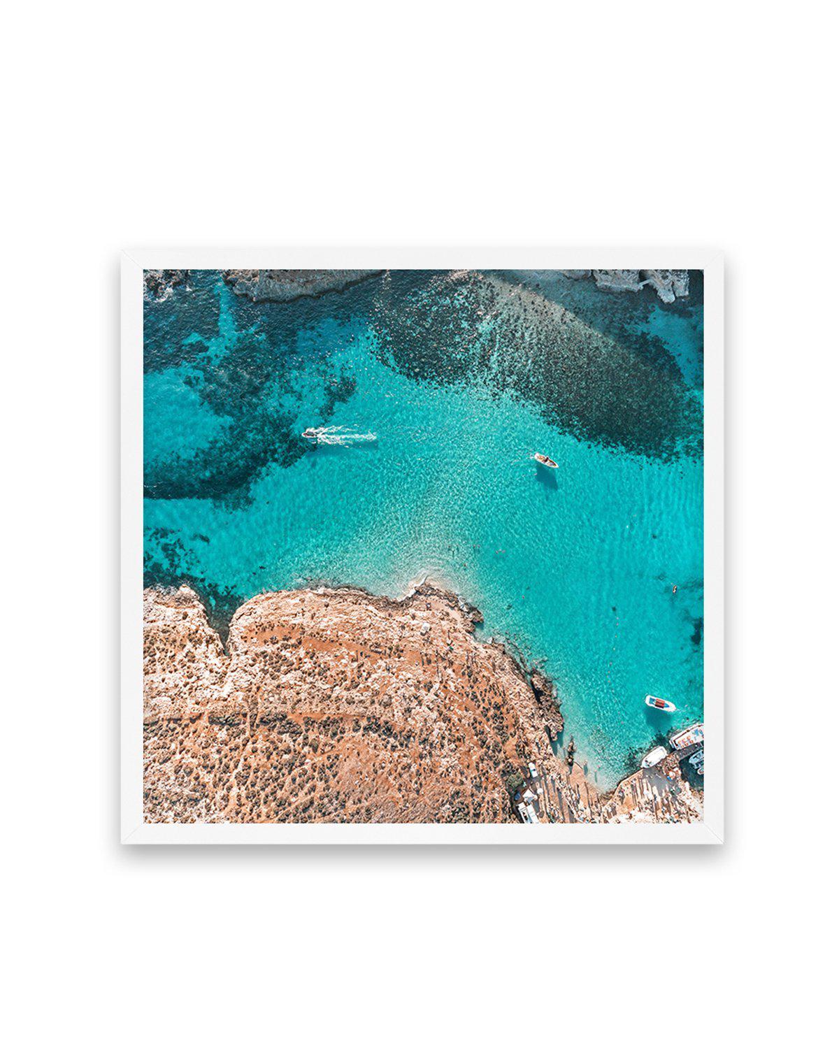 Comino, Malta From Above Art Print-PRINT-Olive et Oriel-Olive et Oriel-70x70 cm | 27.5" x 27.5"-White-With White Border-Buy-Australian-Art-Prints-Online-with-Olive-et-Oriel-Your-Artwork-Specialists-Austrailia-Decorate-With-Coastal-Photo-Wall-Art-Prints-From-Our-Beach-House-Artwork-Collection-Fine-Poster-and-Framed-Artwork