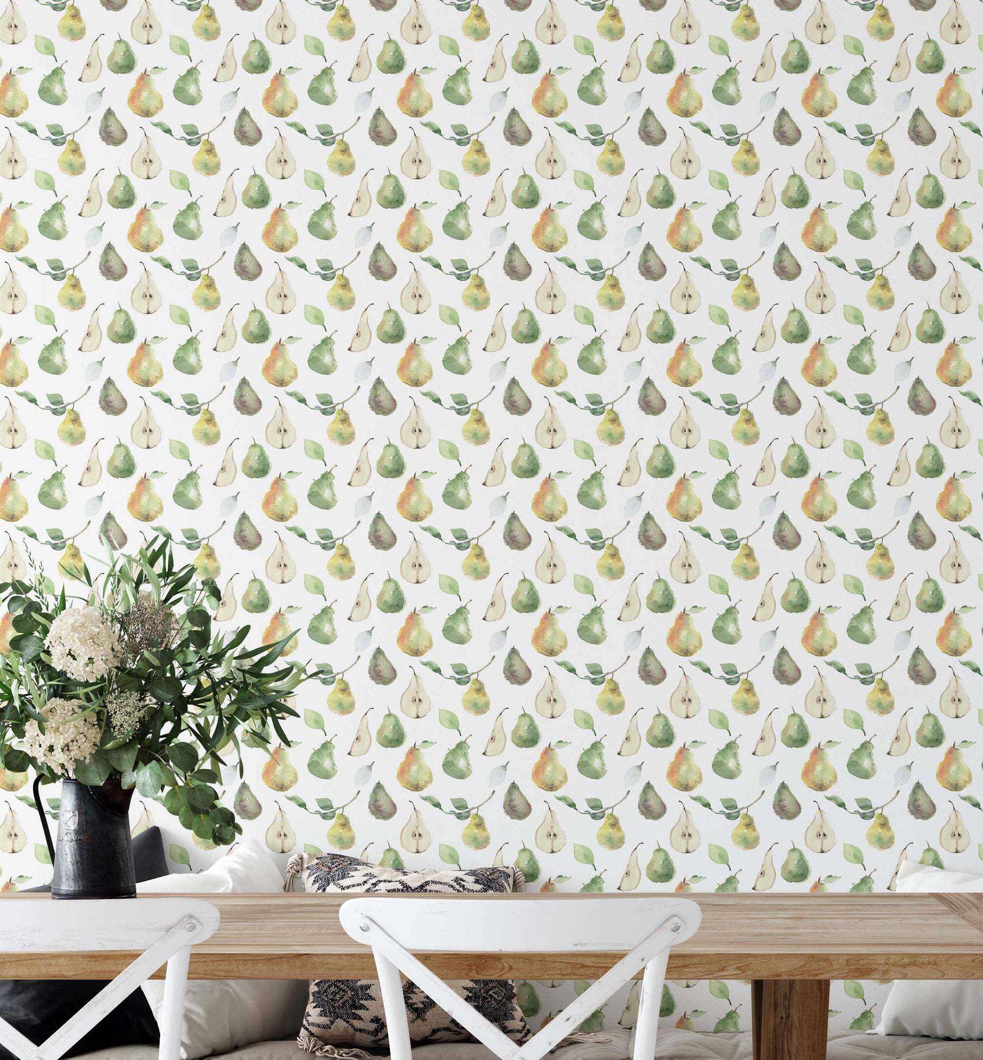 Country Pears Wallpaper - Olive et Oriel