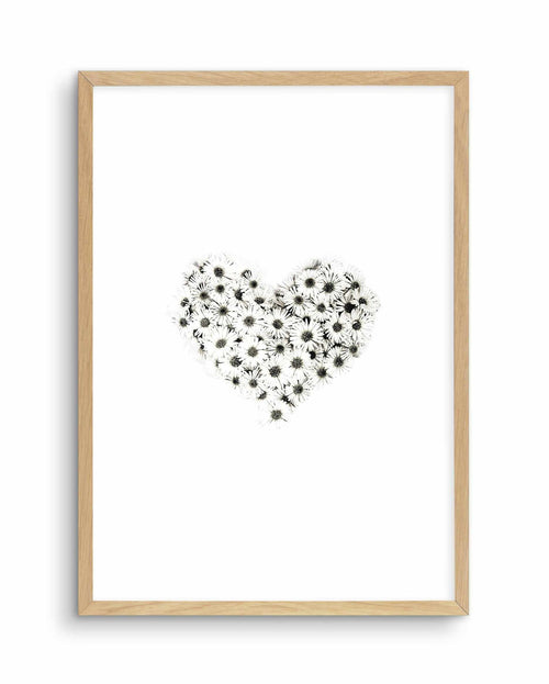 Daisy Heart Art Print-PRINT-Olive et Oriel-Olive et Oriel-A5 | 5.8" x 8.3" | 14.8 x 21cm-Oak-With White Border-Buy-Australian-Art-Prints-Online-with-Olive-et-Oriel-Your-Artwork-Specialists-Austrailia-Decorate-With-Coastal-Photo-Wall-Art-Prints-From-Our-Beach-House-Artwork-Collection-Fine-Poster-and-Framed-Artwork