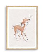 Deer & Butterfly Art Print-PRINT-Olive et Oriel-Olive et Oriel-A5 | 5.8" x 8.3" | 14.8 x 21cm-Oak-With White Border-Buy-Australian-Art-Prints-Online-with-Olive-et-Oriel-Your-Artwork-Specialists-Austrailia-Decorate-With-Coastal-Photo-Wall-Art-Prints-From-Our-Beach-House-Artwork-Collection-Fine-Poster-and-Framed-Artwork