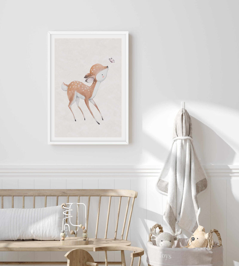Deer & Butterfly Art Print-PRINT-Olive et Oriel-Olive et Oriel-Buy-Australian-Art-Prints-Online-with-Olive-et-Oriel-Your-Artwork-Specialists-Austrailia-Decorate-With-Coastal-Photo-Wall-Art-Prints-From-Our-Beach-House-Artwork-Collection-Fine-Poster-and-Framed-Artwork