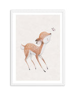 Deer & Butterfly Art Print-PRINT-Olive et Oriel-Olive et Oriel-A5 | 5.8" x 8.3" | 14.8 x 21cm-White-With White Border-Buy-Australian-Art-Prints-Online-with-Olive-et-Oriel-Your-Artwork-Specialists-Austrailia-Decorate-With-Coastal-Photo-Wall-Art-Prints-From-Our-Beach-House-Artwork-Collection-Fine-Poster-and-Framed-Artwork