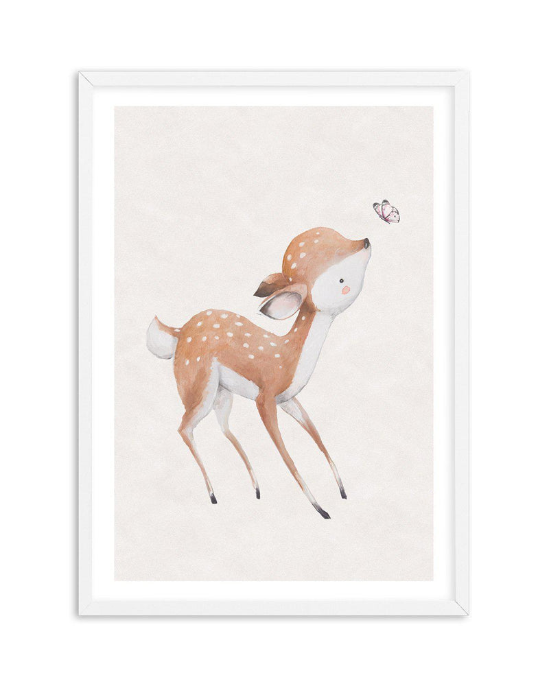 Deer & Butterfly Art Print-PRINT-Olive et Oriel-Olive et Oriel-A5 | 5.8" x 8.3" | 14.8 x 21cm-White-With White Border-Buy-Australian-Art-Prints-Online-with-Olive-et-Oriel-Your-Artwork-Specialists-Austrailia-Decorate-With-Coastal-Photo-Wall-Art-Prints-From-Our-Beach-House-Artwork-Collection-Fine-Poster-and-Framed-Artwork
