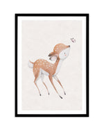 Deer & Butterfly Art Print-PRINT-Olive et Oriel-Olive et Oriel-A5 | 5.8" x 8.3" | 14.8 x 21cm-Black-With White Border-Buy-Australian-Art-Prints-Online-with-Olive-et-Oriel-Your-Artwork-Specialists-Austrailia-Decorate-With-Coastal-Photo-Wall-Art-Prints-From-Our-Beach-House-Artwork-Collection-Fine-Poster-and-Framed-Artwork