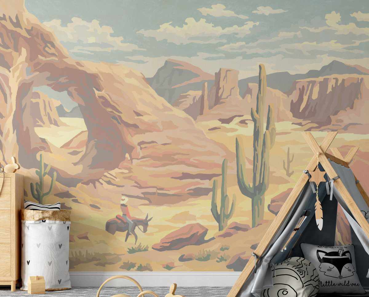 Desert Cowboy Wallpaper Mural - Olive et Oriel