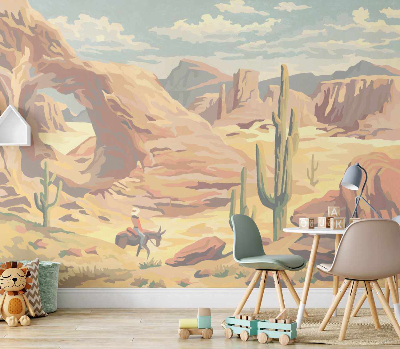 SHOP Cowboy Desert, Mountain & Cactus Removable Wallpaper Mural – Olive ...