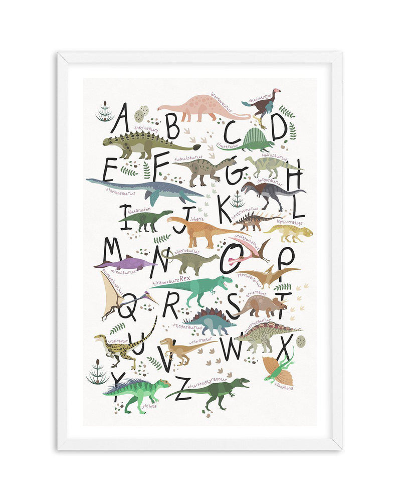 Dinosaur Alphabet Art Print-PRINT-Olive et Oriel-Olive et Oriel-A5 | 5.8" x 8.3" | 14.8 x 21cm-White-With White Border-Buy-Australian-Art-Prints-Online-with-Olive-et-Oriel-Your-Artwork-Specialists-Austrailia-Decorate-With-Coastal-Photo-Wall-Art-Prints-From-Our-Beach-House-Artwork-Collection-Fine-Poster-and-Framed-Artwork