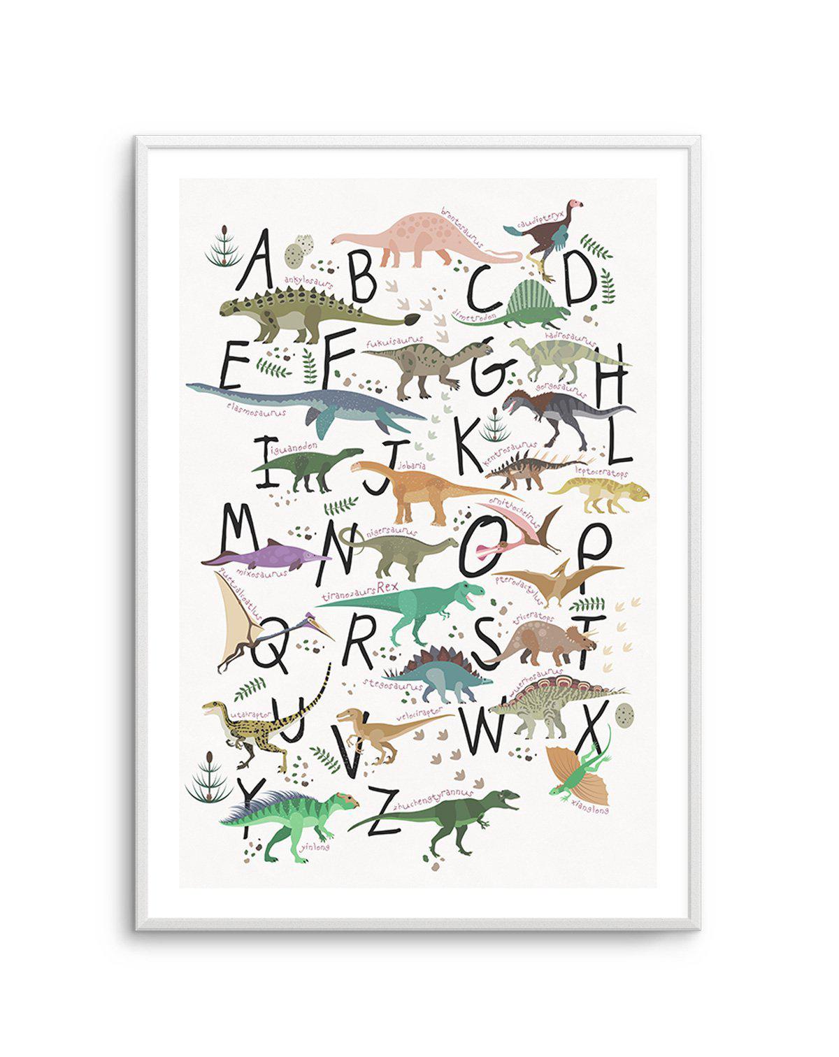 Dinosaur Alphabet Art Print-PRINT-Olive et Oriel-Olive et Oriel-A5 | 5.8" x 8.3" | 14.8 x 21cm-Unframed Art Print-With White Border-Buy-Australian-Art-Prints-Online-with-Olive-et-Oriel-Your-Artwork-Specialists-Austrailia-Decorate-With-Coastal-Photo-Wall-Art-Prints-From-Our-Beach-House-Artwork-Collection-Fine-Poster-and-Framed-Artwork