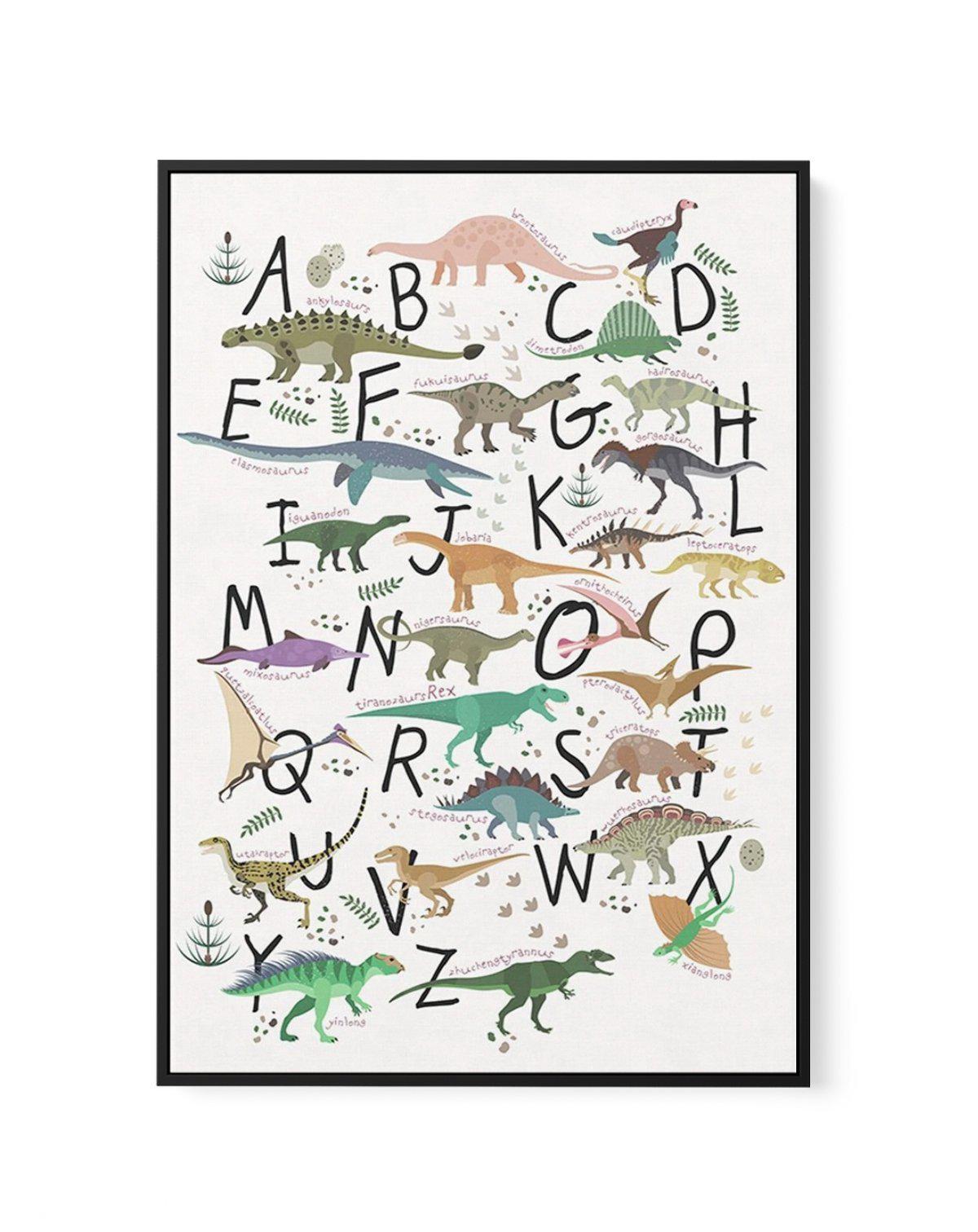 Dinosaur Alphabet | Framed Canvas-CANVAS-You can shop wall art online with Olive et Oriel for everything from abstract art to fun kids wall art. Our beautiful modern art prints and canvas art are available from large canvas prints to wall art paintings and our proudly Australian artwork collection offers only the highest quality framed large wall art and canvas art Australia - You can buy fashion photography prints or Hampton print posters and paintings on canvas from Olive et Oriel and have the