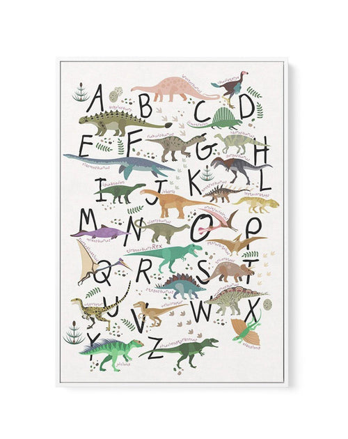 Dinosaur Alphabet | Framed Canvas-CANVAS-You can shop wall art online with Olive et Oriel for everything from abstract art to fun kids wall art. Our beautiful modern art prints and canvas art are available from large canvas prints to wall art paintings and our proudly Australian artwork collection offers only the highest quality framed large wall art and canvas art Australia - You can buy fashion photography prints or Hampton print posters and paintings on canvas from Olive et Oriel and have the