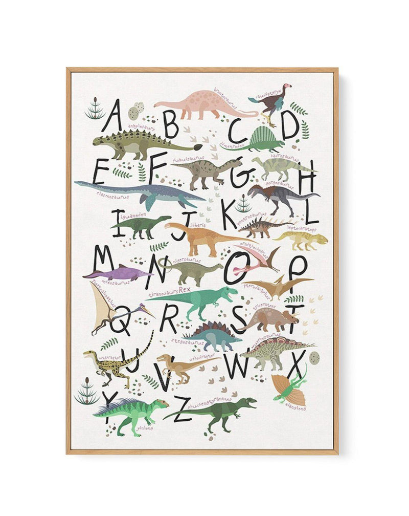 Dinosaur Alphabet | Framed Canvas-CANVAS-You can shop wall art online with Olive et Oriel for everything from abstract art to fun kids wall art. Our beautiful modern art prints and canvas art are available from large canvas prints to wall art paintings and our proudly Australian artwork collection offers only the highest quality framed large wall art and canvas art Australia - You can buy fashion photography prints or Hampton print posters and paintings on canvas from Olive et Oriel and have the