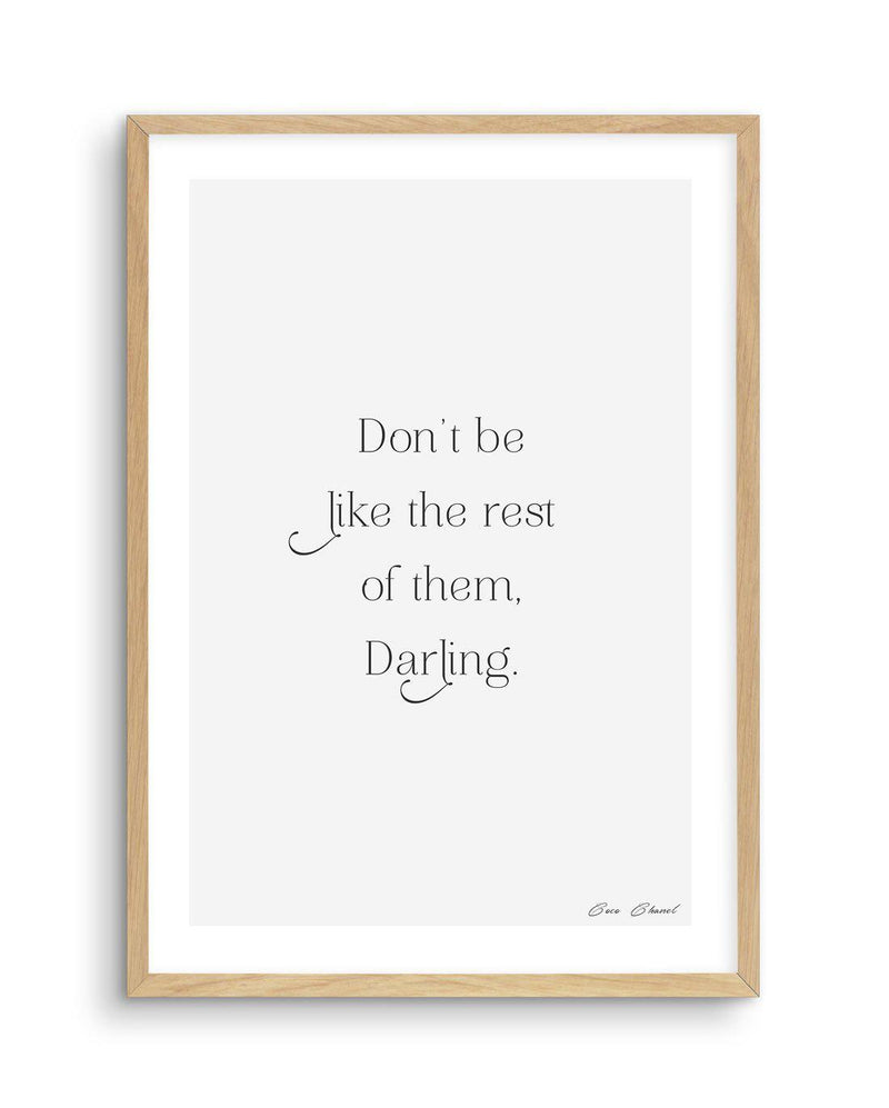SHOP Don't Be Like The Rest Of Them  Coco Chanel Typographic Fashion Quote  Art Print or Poster – Olive et Oriel