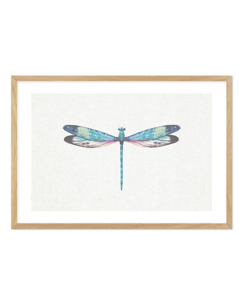 Dragonfly on Linen I Art Print-PRINT-Olive et Oriel-Olive et Oriel-A5 | 5.8" x 8.3" | 14.8 x 21cm-Oak-With White Border-Buy-Australian-Art-Prints-Online-with-Olive-et-Oriel-Your-Artwork-Specialists-Austrailia-Decorate-With-Coastal-Photo-Wall-Art-Prints-From-Our-Beach-House-Artwork-Collection-Fine-Poster-and-Framed-Artwork