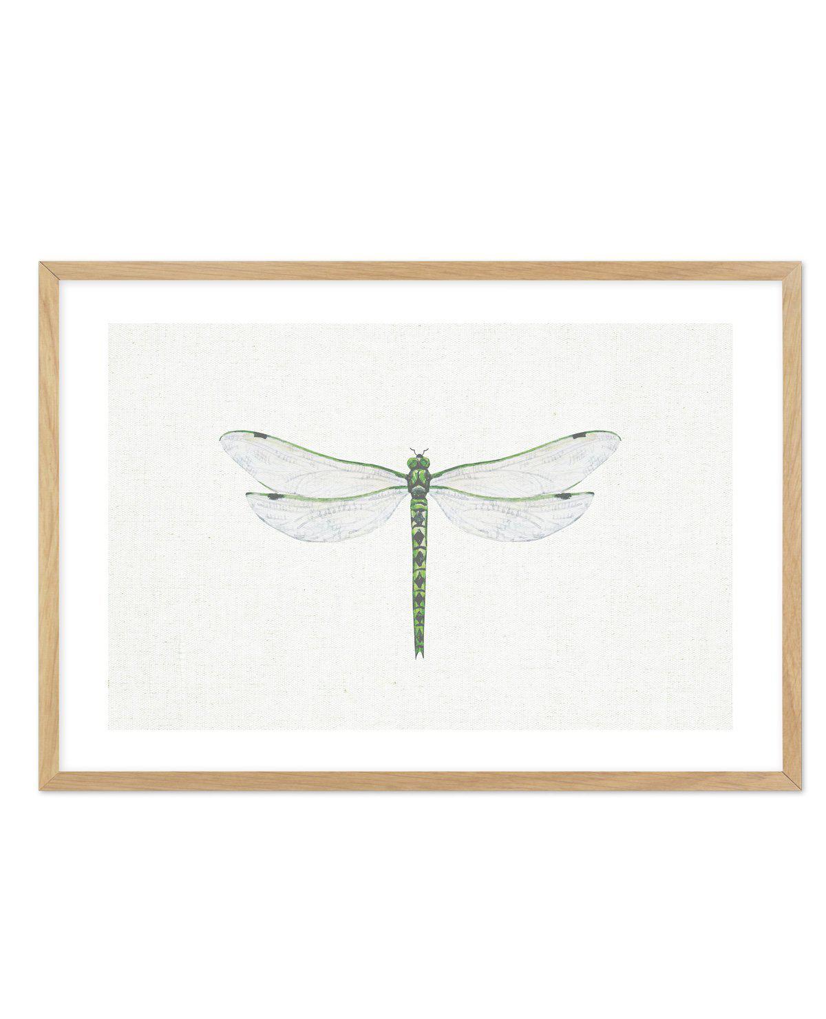 Dragonfly on Linen II Art Print-PRINT-Olive et Oriel-Olive et Oriel-A5 | 5.8" x 8.3" | 14.8 x 21cm-Oak-With White Border-Buy-Australian-Art-Prints-Online-with-Olive-et-Oriel-Your-Artwork-Specialists-Austrailia-Decorate-With-Coastal-Photo-Wall-Art-Prints-From-Our-Beach-House-Artwork-Collection-Fine-Poster-and-Framed-Artwork